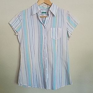 Striped cotton button down blouse XS